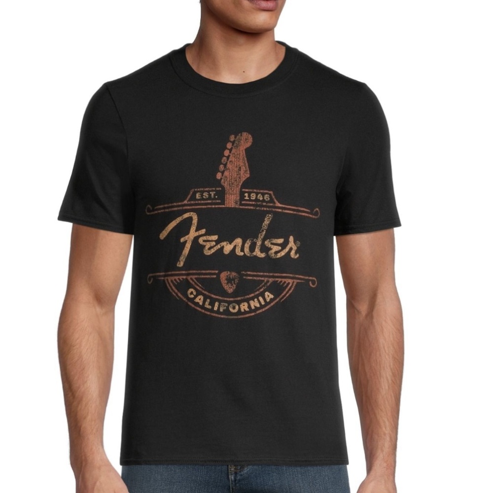 Fender Guitar Black Logo T-Shirt Men’s Medium